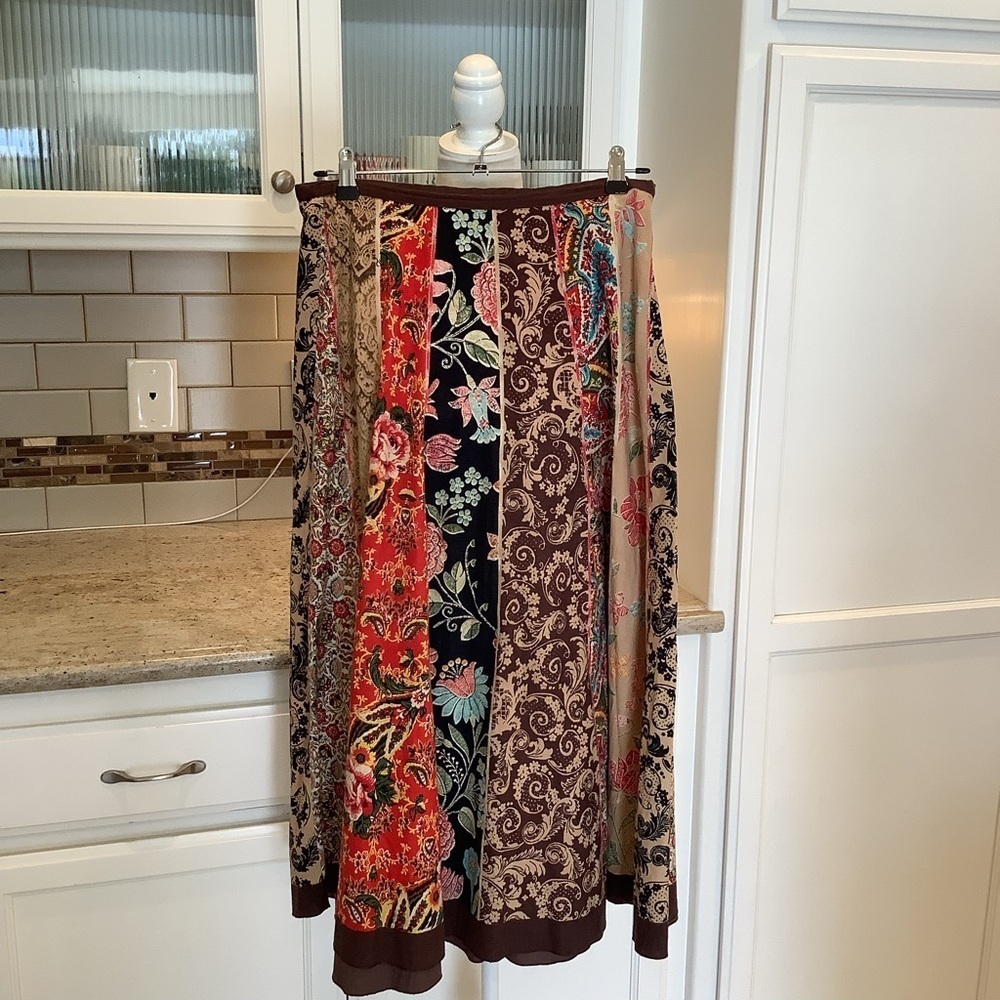 New Direction Floral Patchwork A-Line Skirt Size Large Vintage 100% Cotton